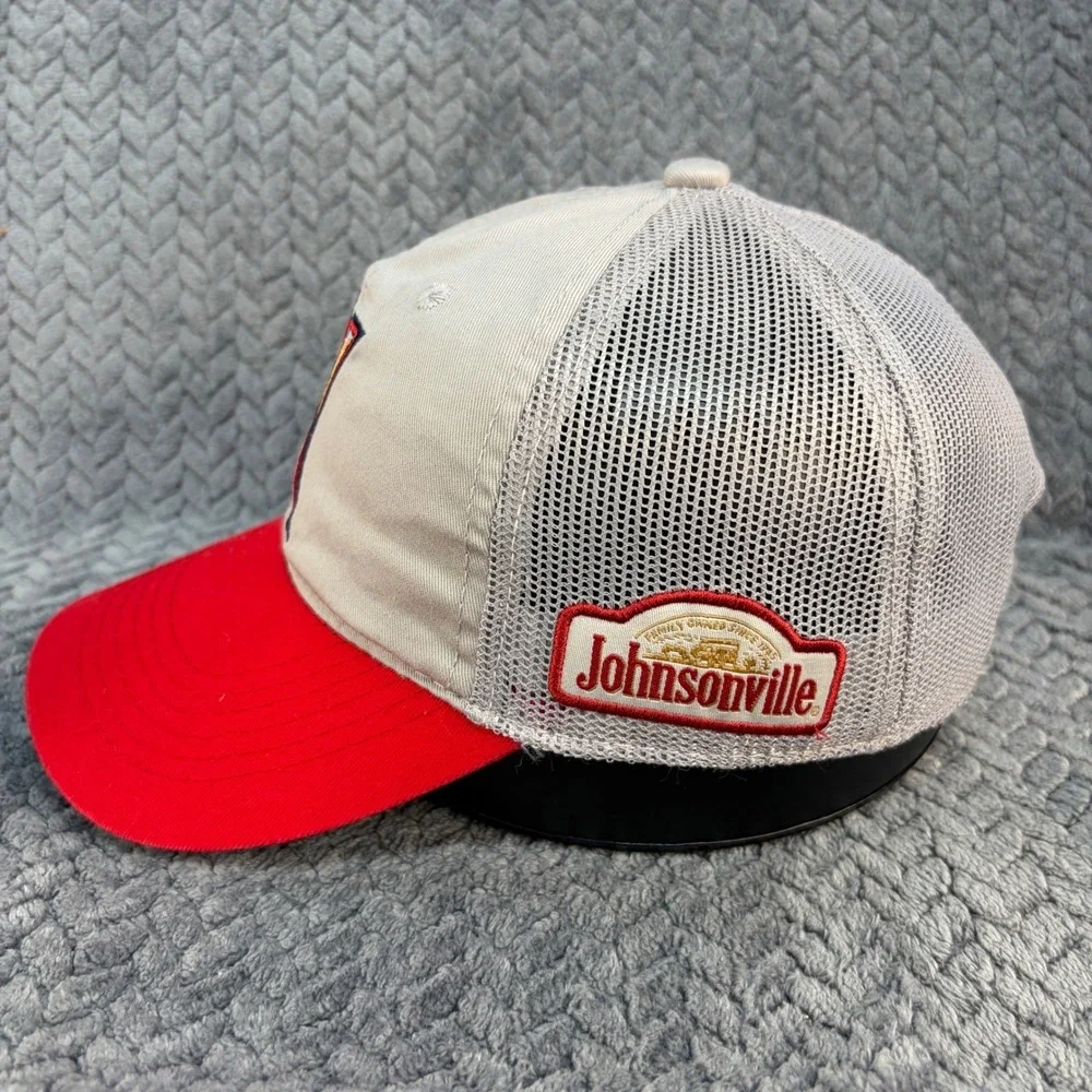 OC Sports Johnsonville Sausage Trucker Hat Khaki Red Mesh Snapback Cap 0655